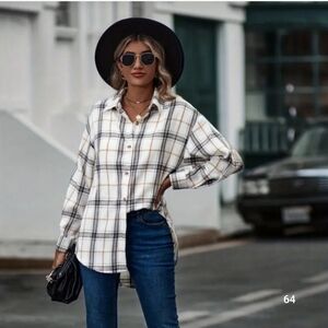 Plaid Print Button Front Lapel Shirt, Flannel Casual Long Sleeve Shirt.